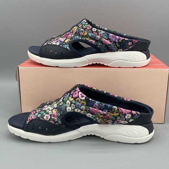 NEW Easy Spirit Women’s Traciee Floral Slide Sandals Dark Blue Size 6W - Picture 2 of 10
